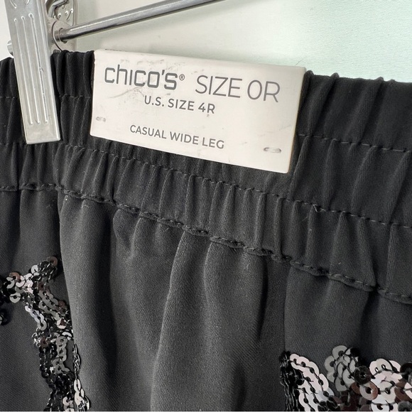 CHICO’S Floral Sequin Wide Leg PANTS - Picture 7 of 7